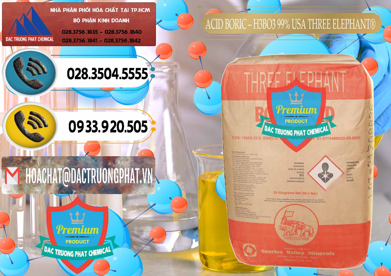 Kinh doanh - bán Acid Boric – Axit Boric H3BO3 Mỹ USA Three Elephant® - 0005 - Chuyên kinh doanh ( phân phối ) hóa chất tại TP.HCM - hoachatdetnhuom.vn