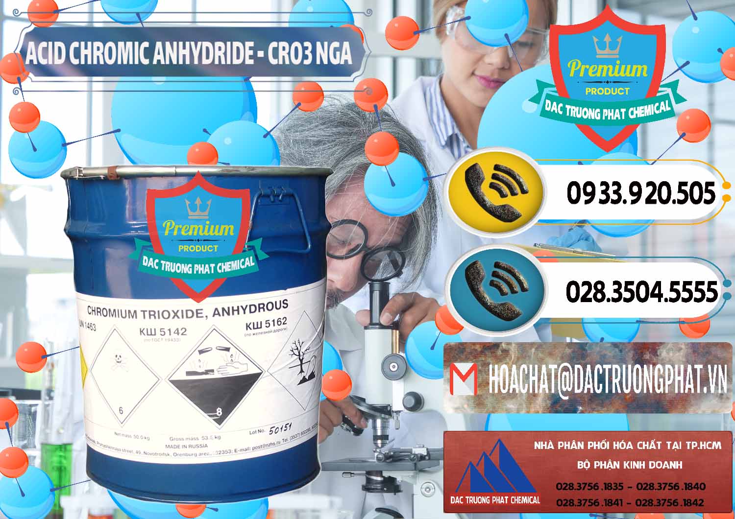 Nơi chuyên phân phối ( bán ) Acid Chromic Anhydride - Cromic CRO3 Nga Russia - 0006 - Công ty chuyên cung cấp và kinh doanh hóa chất tại TP.HCM - hoachatdetnhuom.vn