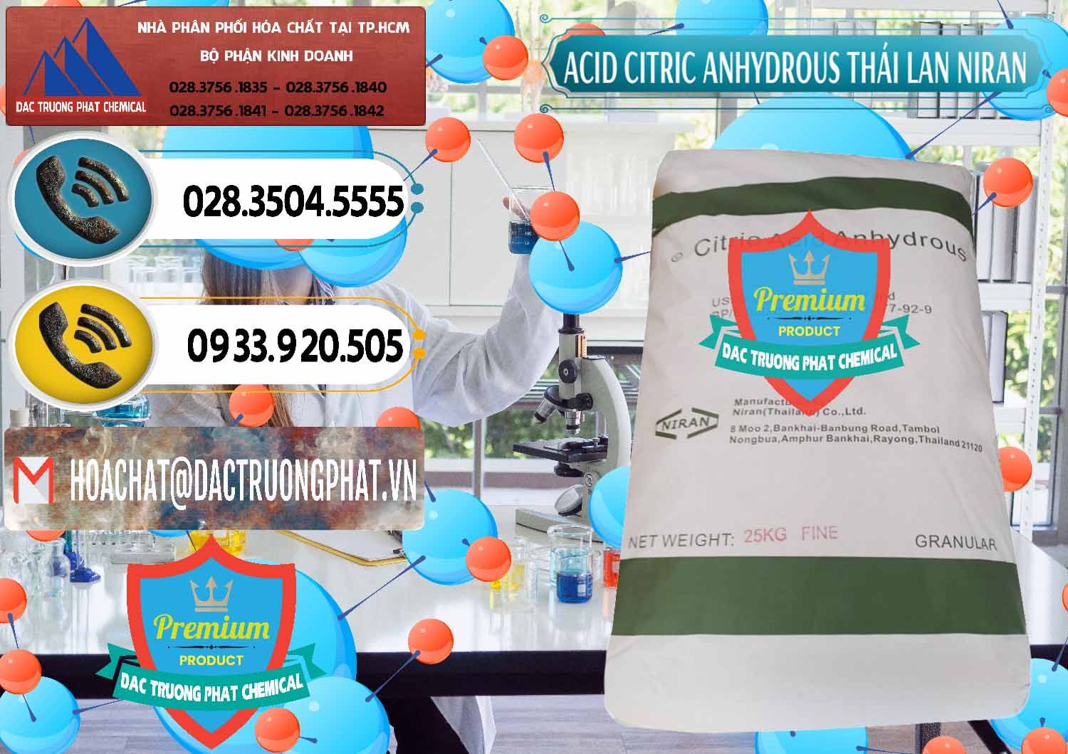 Công ty chuyên bán - cung ứng Acid Citric - Axit Citric Anhydrous - Thái Lan Niran - 0231 - Nơi chuyên phân phối ( nhập khẩu ) hóa chất tại TP.HCM - hoachatdetnhuom.vn