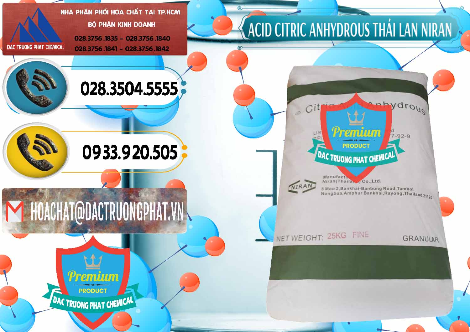 Cty nhập khẩu ( bán ) Acid Citric - Axit Citric Anhydrous - Thái Lan Niran - 0231 - Công ty chuyên phân phối - nhập khẩu hóa chất tại TP.HCM - hoachatdetnhuom.vn