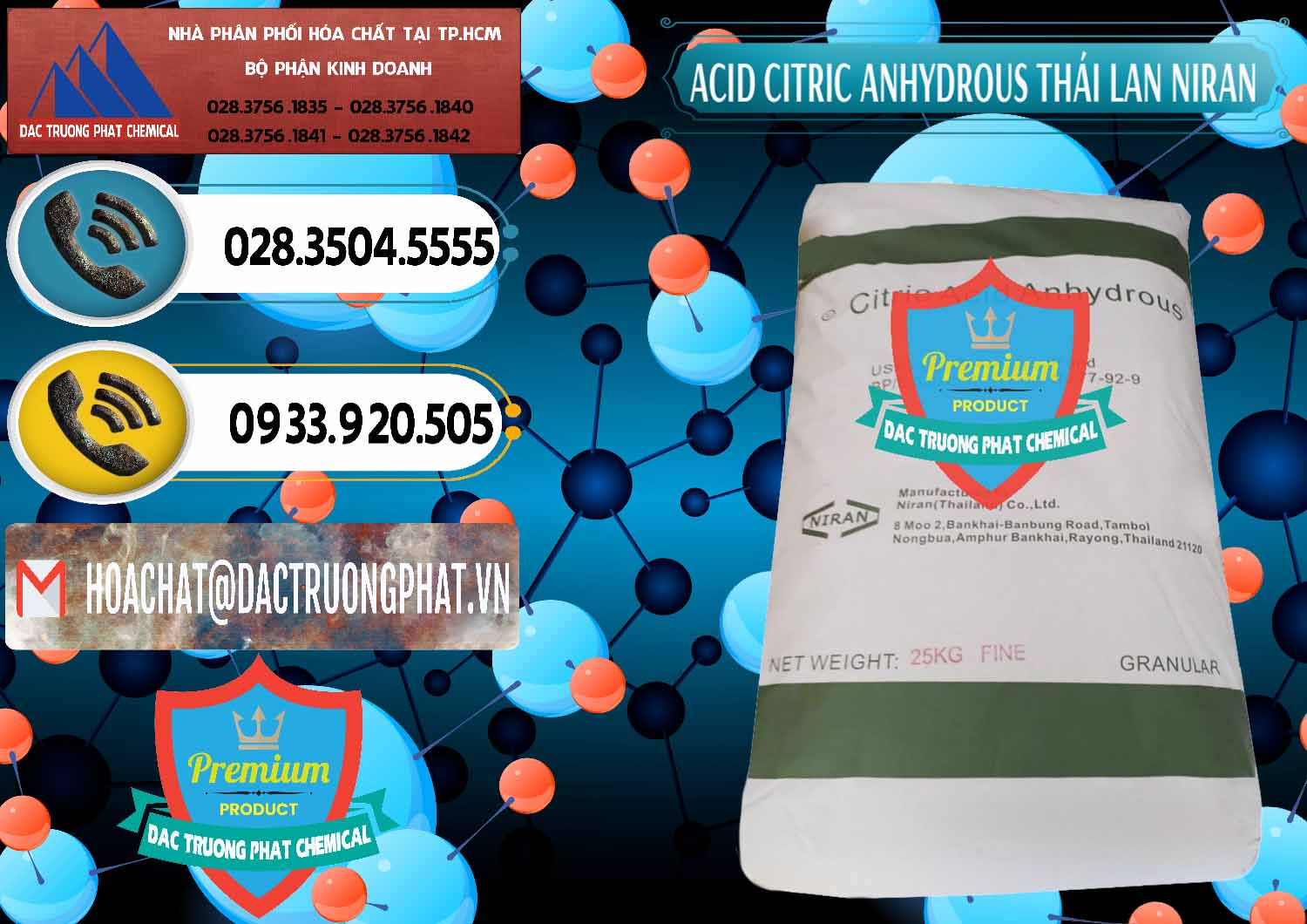 Cty chuyên bán - cung cấp Acid Citric - Axit Citric Anhydrous - Thái Lan Niran - 0231 - Cty chuyên bán & cung cấp hóa chất tại TP.HCM - hoachatdetnhuom.vn