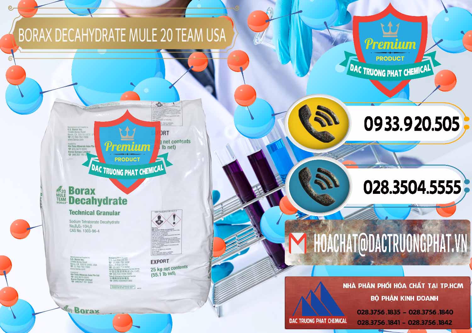 Chuyên kinh doanh - bán Borax Decahydrate - NA2B4O7.10H2O Mỹ USA Mule 20 Team - 0031 - Nhà nhập khẩu - cung cấp hóa chất tại TP.HCM - hoachatdetnhuom.vn