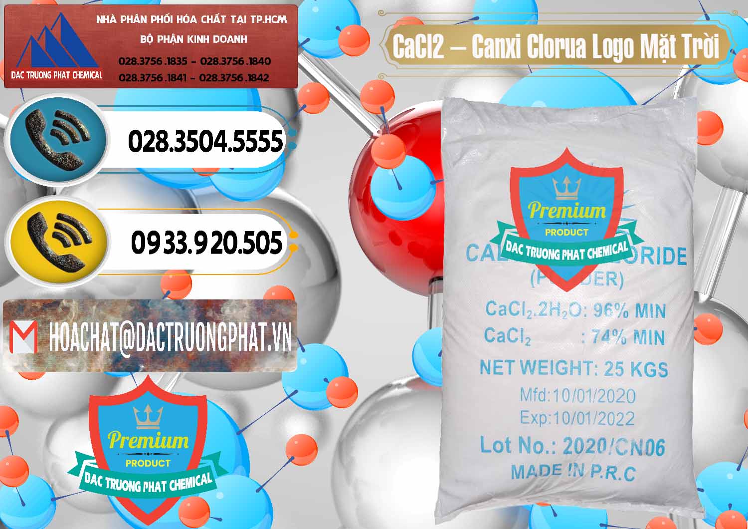 Cty cung cấp ( bán ) CaCl2 – Canxi Clorua 96% Logo Mặt Trời Trung Quốc China - 0041 - Nơi chuyên kinh doanh & phân phối hóa chất tại TP.HCM - hoachatdetnhuom.vn