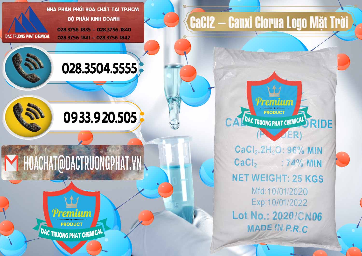 Cty nhập khẩu & bán CaCl2 – Canxi Clorua 96% Logo Mặt Trời Trung Quốc China - 0041 - Chuyên cung cấp và bán hóa chất tại TP.HCM - hoachatdetnhuom.vn