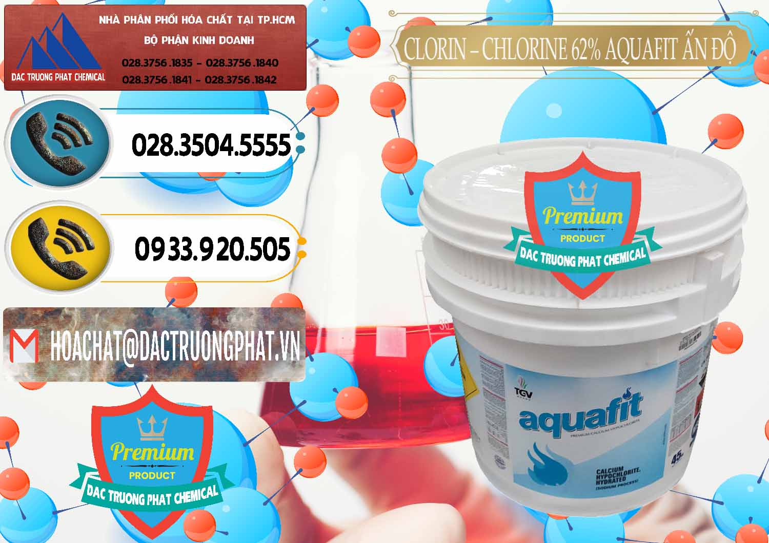 Cty phân phối và bán Clorin - Chlorine 62% Aquafit Thùng Lùn Ấn Độ India - 0057 - Đơn vị chuyên kinh doanh - phân phối hóa chất tại TP.HCM - hoachatdetnhuom.vn