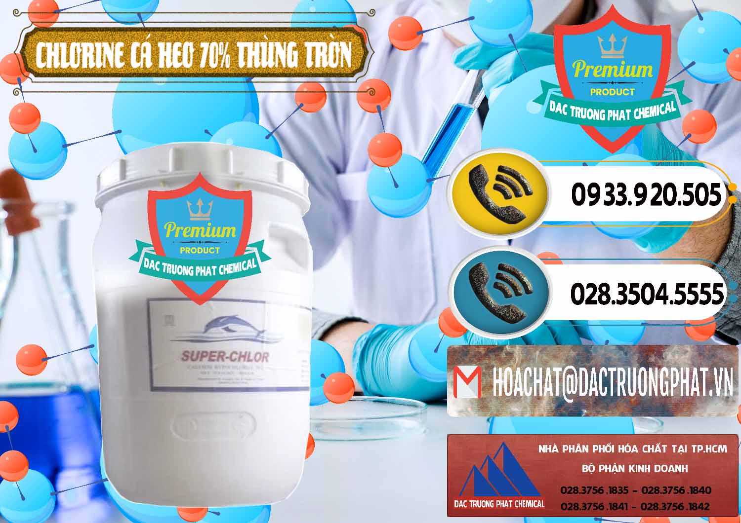 Cty bán & cung cấp Clorin - Chlorine Cá Heo 70% Super Chlor Thùng Tròn Nắp Trắng Trung Quốc China - 0239 - Công ty cung cấp - nhập khẩu hóa chất tại TP.HCM - hoachatdetnhuom.vn