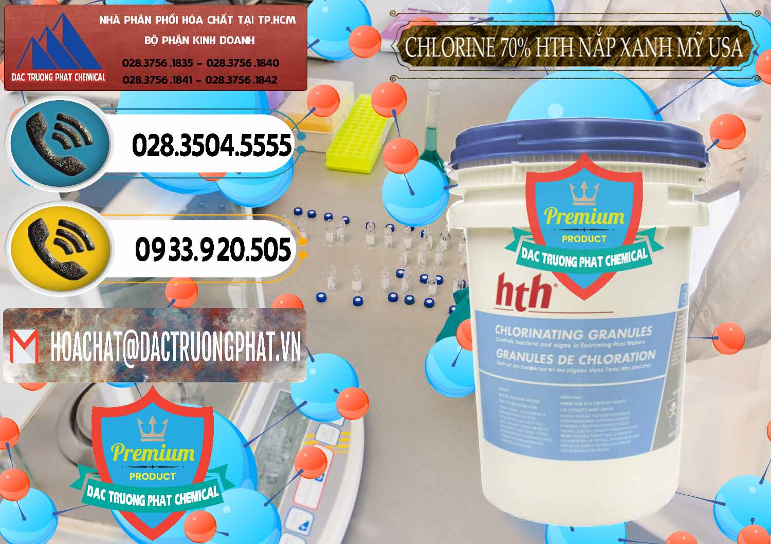 Đơn vị chuyên nhập khẩu - bán Clorin – Chlorine 70% HTH Nắp Xanh Mỹ Usa - 0245 - Nơi nhập khẩu ( phân phối ) hóa chất tại TP.HCM - hoachatdetnhuom.vn