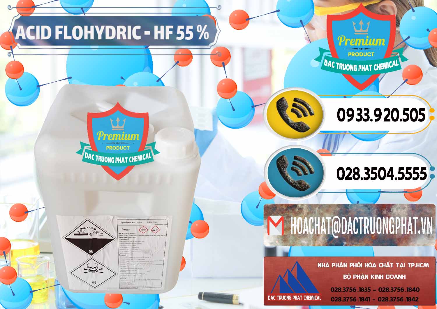 Chuyên bán và cung ứng Axit HF - Acid HF 55% Can Trắng Trung Quốc China - 0079 - Nơi bán - cung cấp hóa chất tại TP.HCM - hoachatdetnhuom.vn