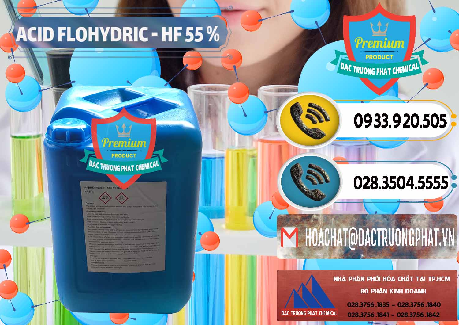 Bán và phân phối Axit HF - Acid HF 55% Can Xanh Trung Quốc China - 0080 - Đơn vị bán _ phân phối hóa chất tại TP.HCM - hoachatdetnhuom.vn