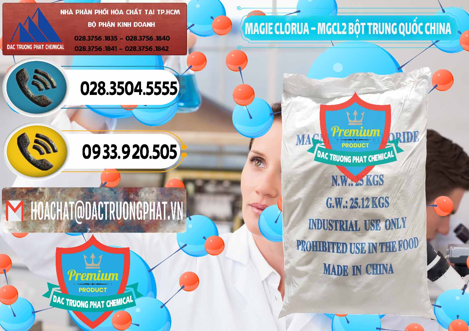Cty bán và phân phối Magie Clorua – MGCL2 96% Dạng Bột Bao Chữ Xanh Trung Quốc China - 0207 - Chuyên cung cấp - nhập khẩu hóa chất tại TP.HCM - hoachatdetnhuom.vn