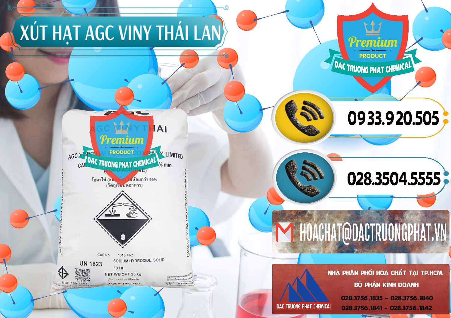 Cung ứng ( bán ) Xút Hạt - NaOH Bột 99% AGC Viny Thái Lan - 0399 - Nơi nhập khẩu & cung cấp hóa chất tại TP.HCM - hoachatdetnhuom.vn