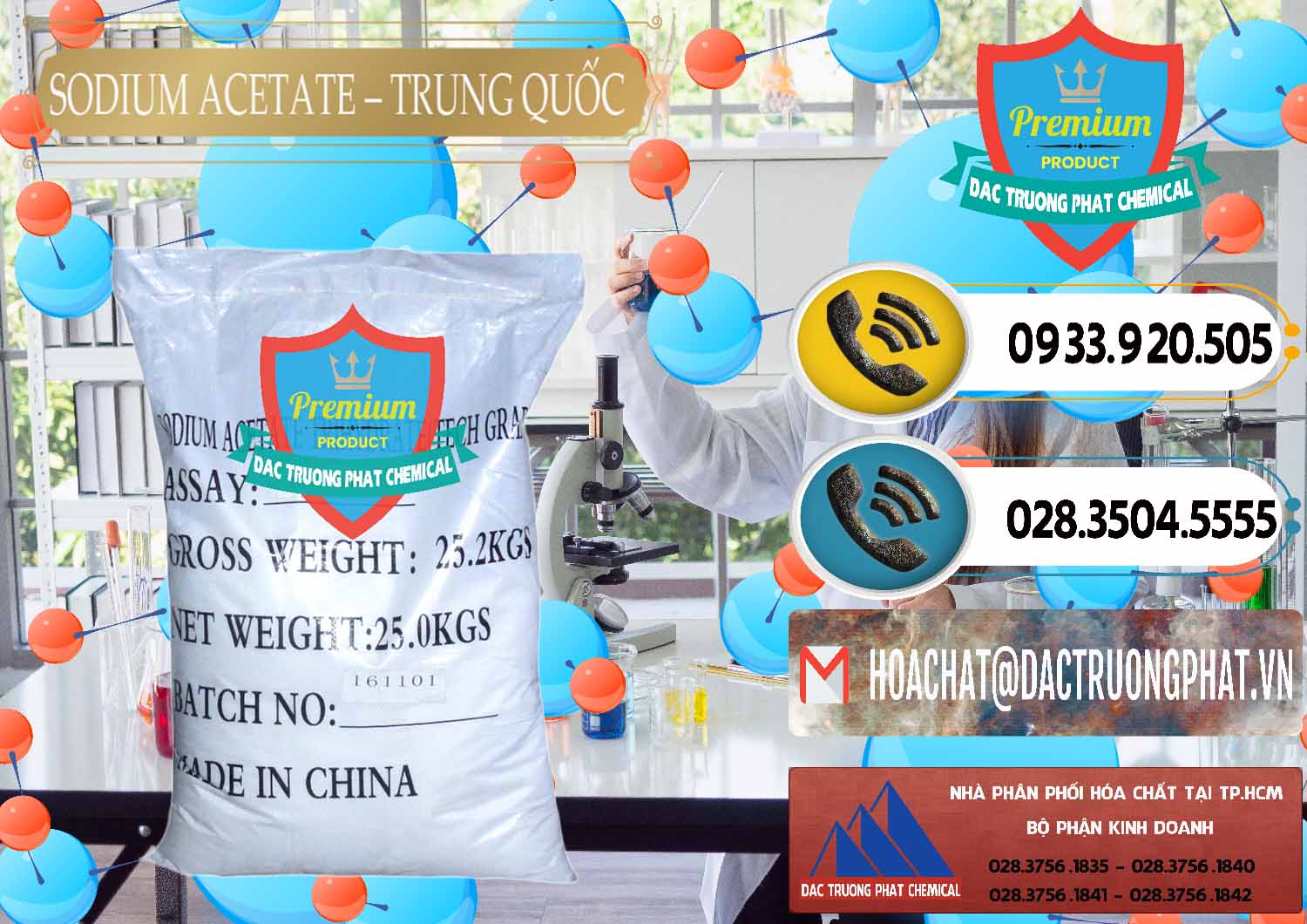 Nơi chuyên nhập khẩu & bán Sodium Acetate - Natri Acetate Trung Quốc China - 0134 - Đơn vị bán và cung cấp hóa chất tại TP.HCM - hoachatdetnhuom.vn