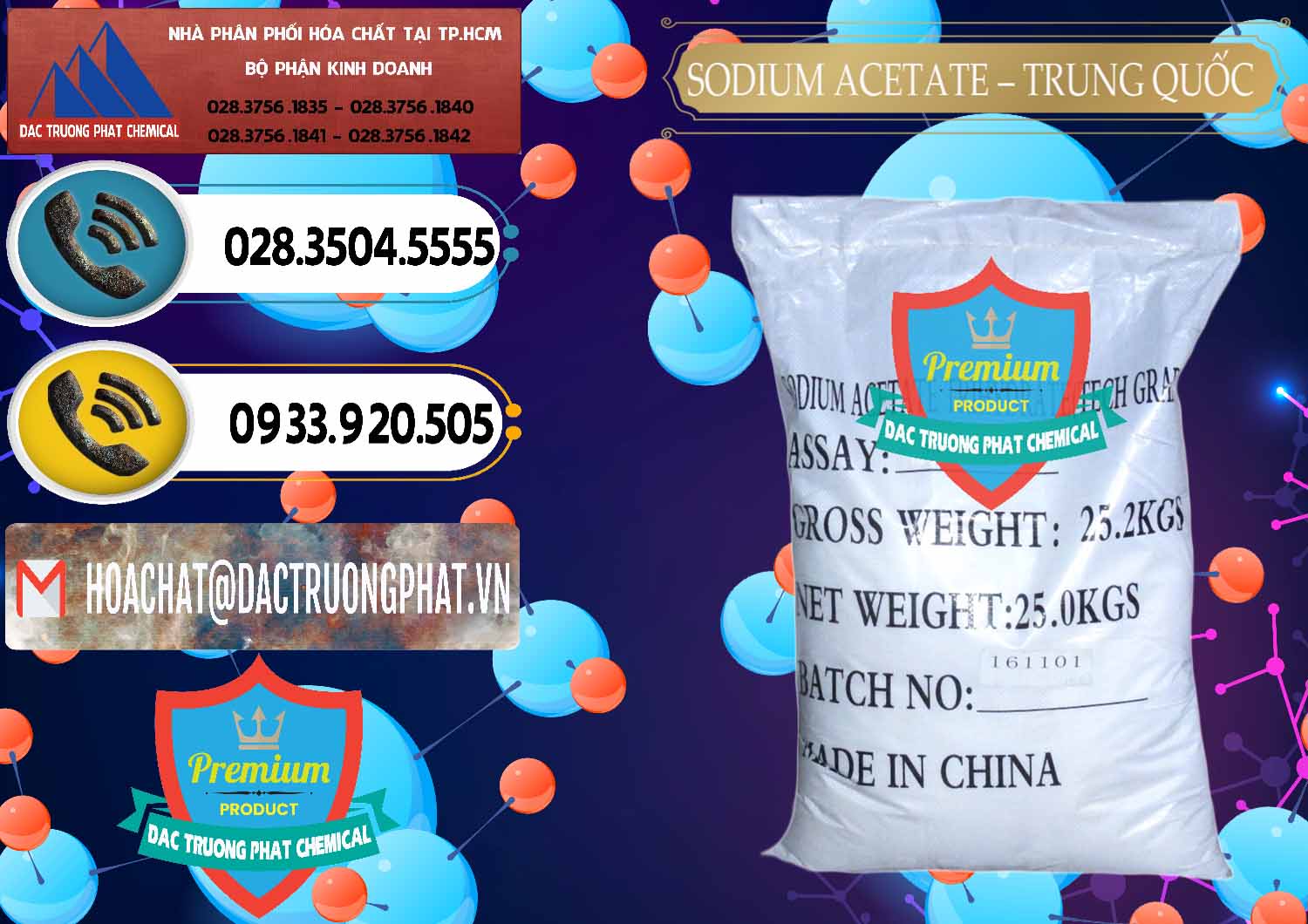 Nơi kinh doanh & bán Sodium Acetate - Natri Acetate Trung Quốc China - 0134 - Công ty chuyên nhập khẩu ( phân phối ) hóa chất tại TP.HCM - hoachatdetnhuom.vn