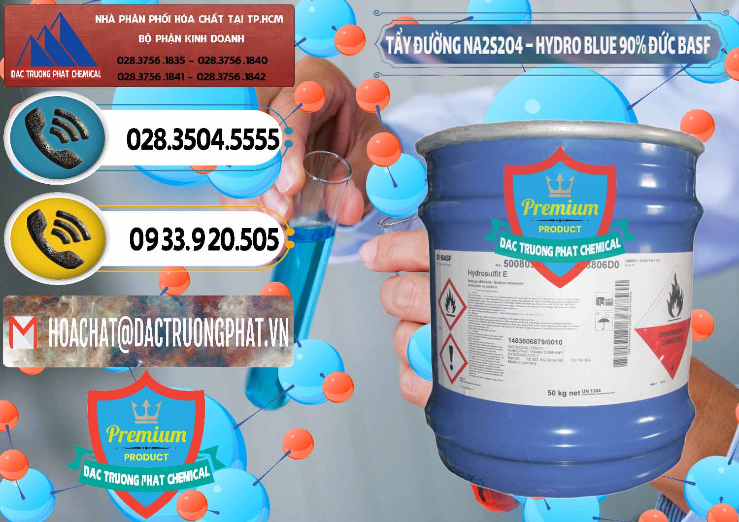 Nhập khẩu và bán Tẩy Đường NA2S2O4 – Hydro Blue 90% Thùng Lùn BASF Đức Germany - 0157 - Công ty chuyên phân phối - cung ứng hóa chất tại TP.HCM - hoachatdetnhuom.vn