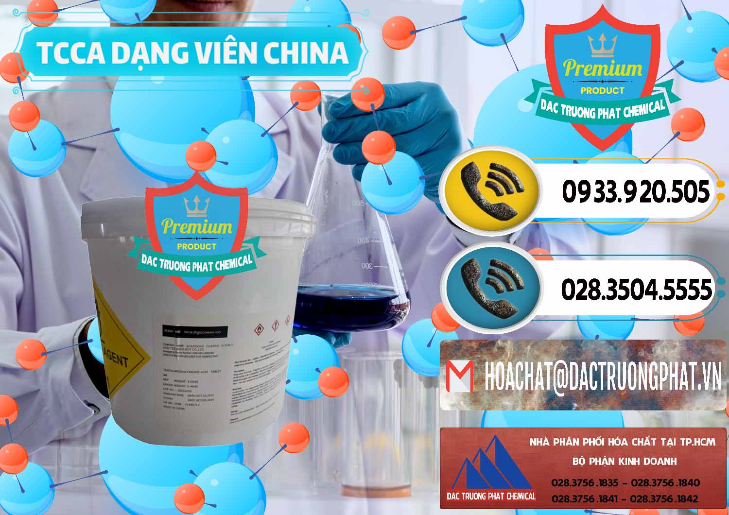 Chuyên cung cấp ( bán ) TCCA - Acid Trichloroisocyanuric Dạng Viên Thùng 5kg Trung Quốc China - 0379 - Cty chuyên bán ( cung cấp ) hóa chất tại TP.HCM - hoachatdetnhuom.vn