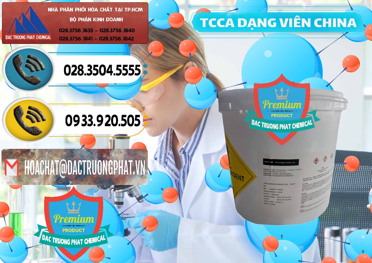 Chuyên nhập khẩu - bán TCCA - Acid Trichloroisocyanuric Dạng Viên Thùng 5kg Trung Quốc China - 0379 - Nơi chuyên cung ứng _ phân phối hóa chất tại TP.HCM - hoachatdetnhuom.vn