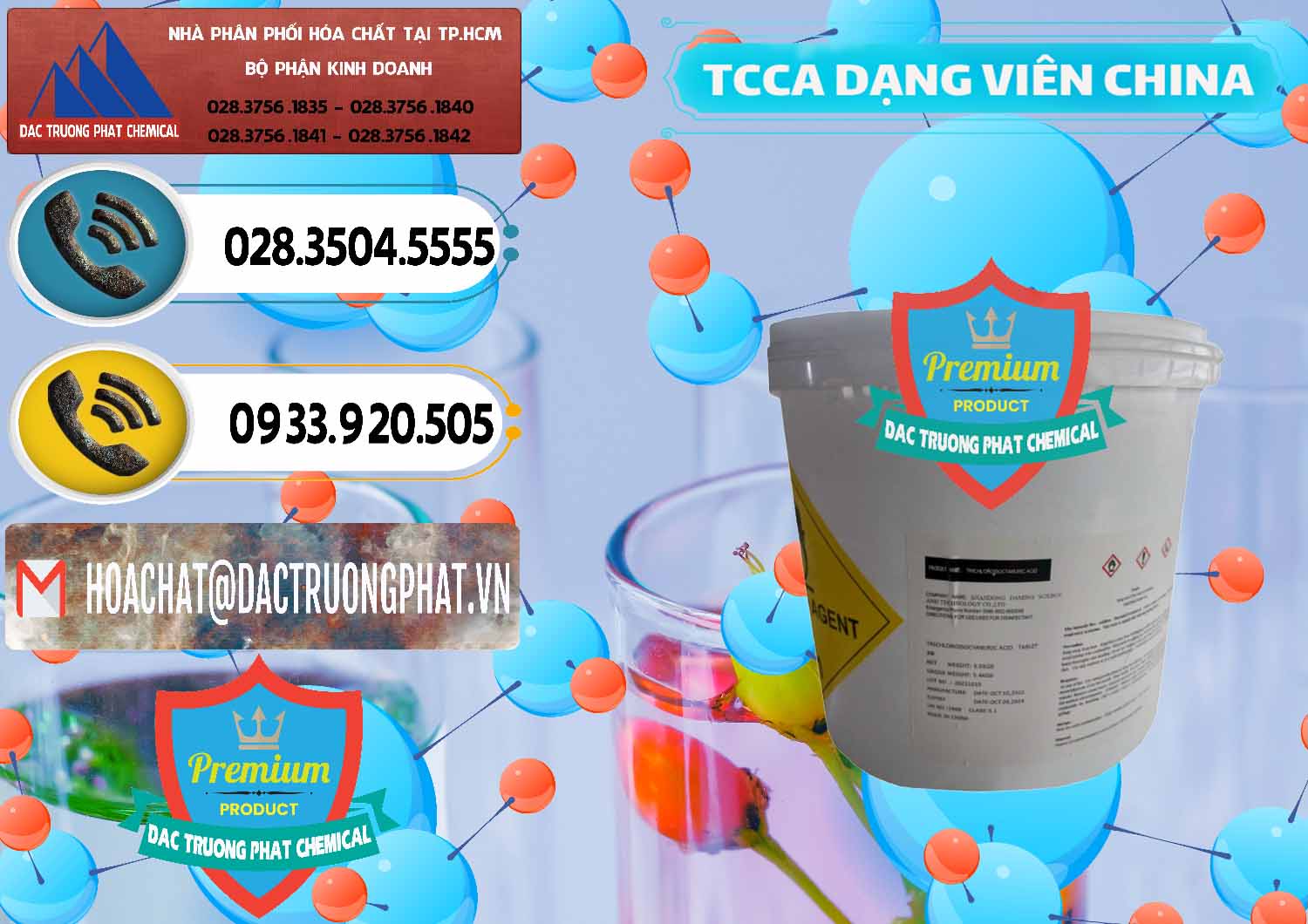 Nơi chuyên kinh doanh _ bán TCCA - Acid Trichloroisocyanuric Dạng Viên Thùng 5kg Trung Quốc China - 0379 - Cty nhập khẩu & phân phối hóa chất tại TP.HCM - hoachatdetnhuom.vn
