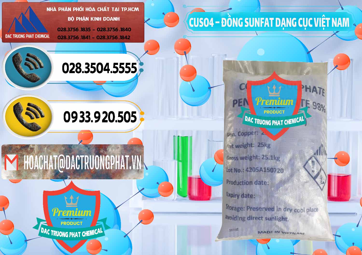 Chuyên cung cấp - bán CUSO4 – Đồng Sunfat Dạng Cục Việt Nam - 0303 - Công ty chuyên kinh doanh & bán hóa chất tại TP.HCM - hoachatdetnhuom.vn